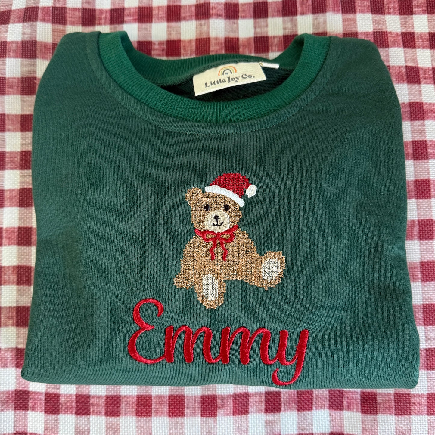 Jogginganzug aus Bio-Baumwolle mit Weihnachtsstickerei - Creme