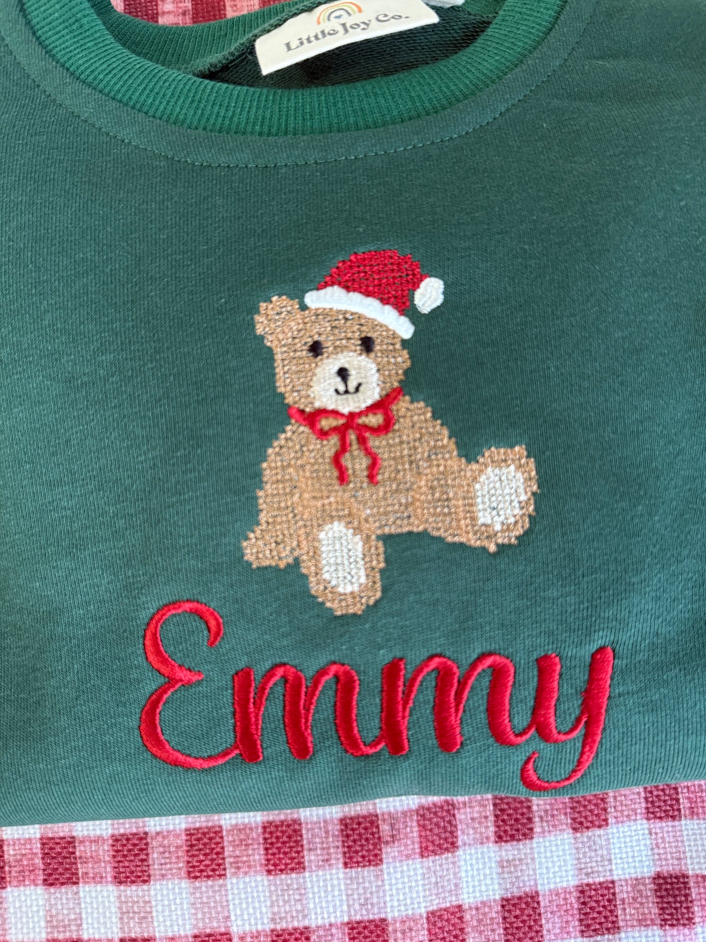 Jogginganzug aus Bio-Baumwolle mit Weihnachtsstickerei - Creme