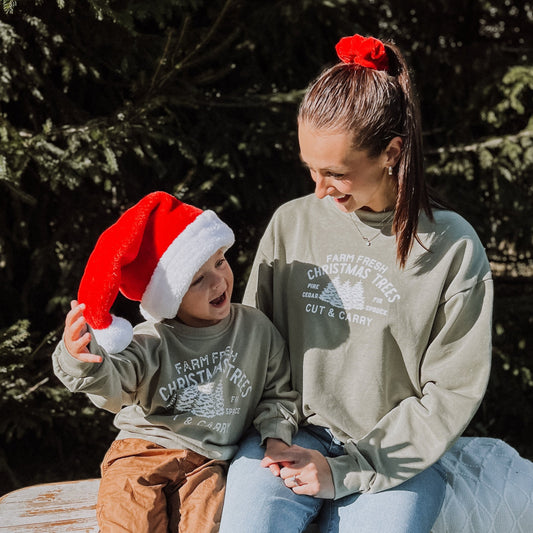 Adult Farm Fresh Christmas Trees Crewneck Sweatshirt