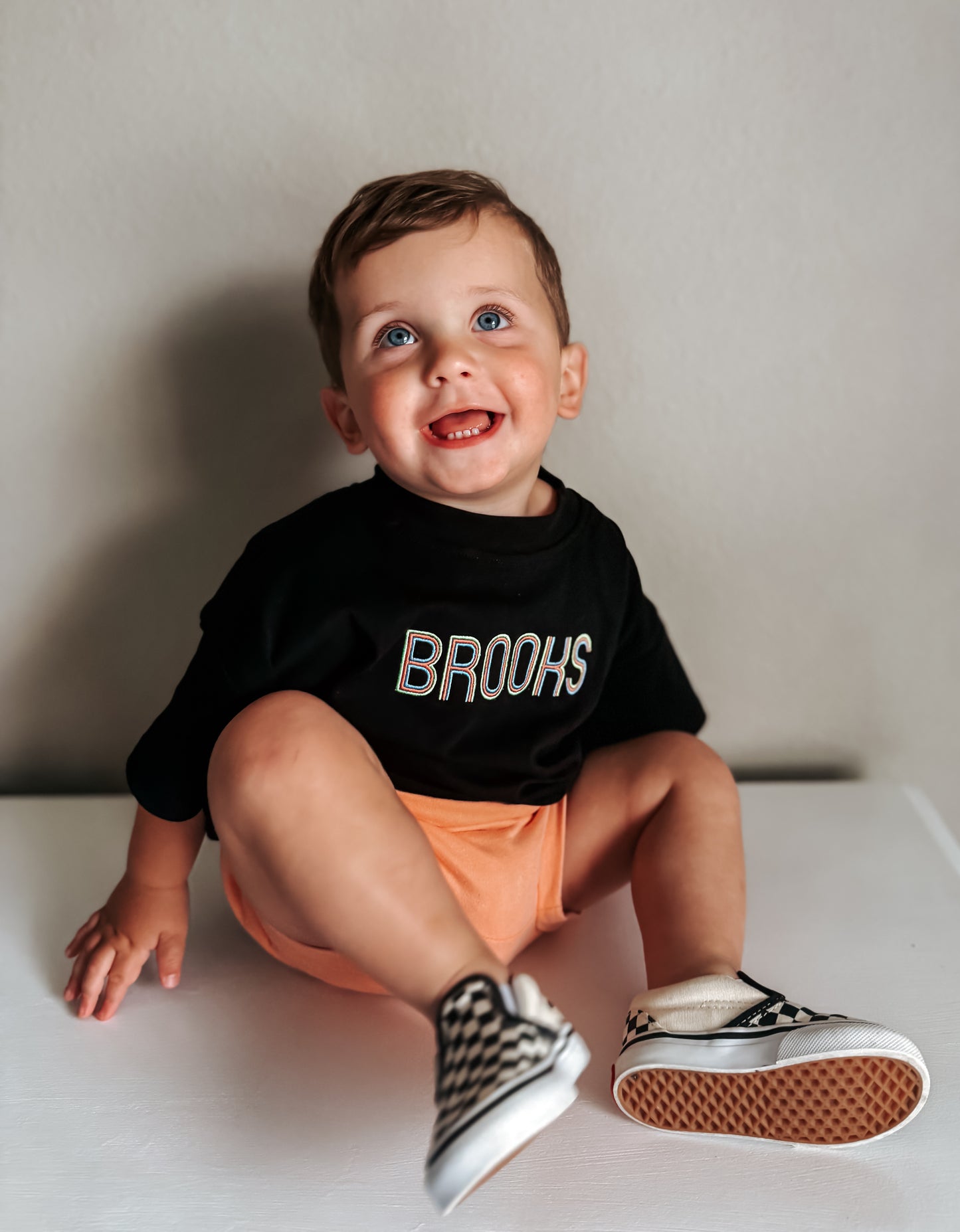 Custom Embroidered Black Oversized Tee or T-Shirt Romper - Neon Lettering