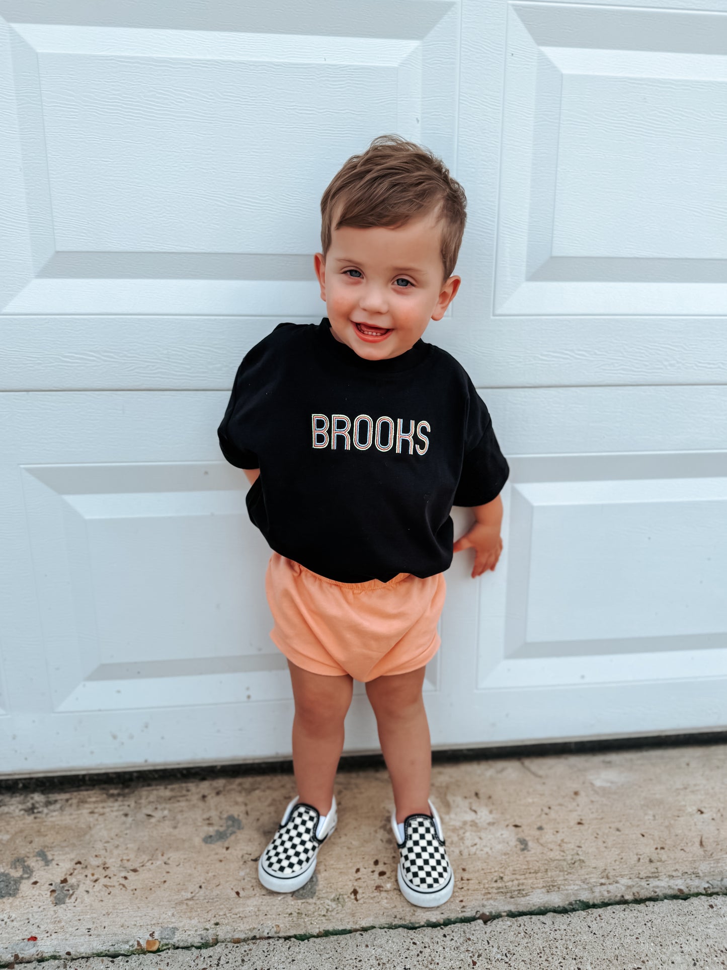 Custom Embroidered Black Oversized Tee or T-Shirt Romper - Neon Lettering