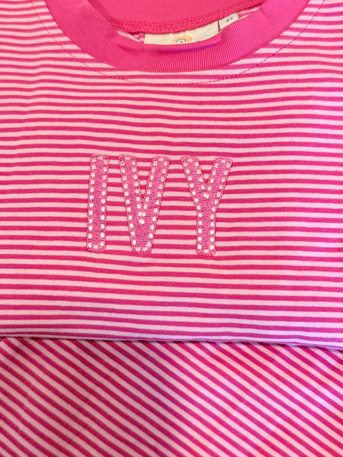 Pink Striped Lounge Set - Optional Custom Embroidery
