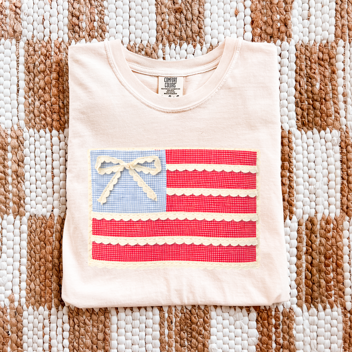 Comfort Colors Lace Bow Flag Tee - choose your color