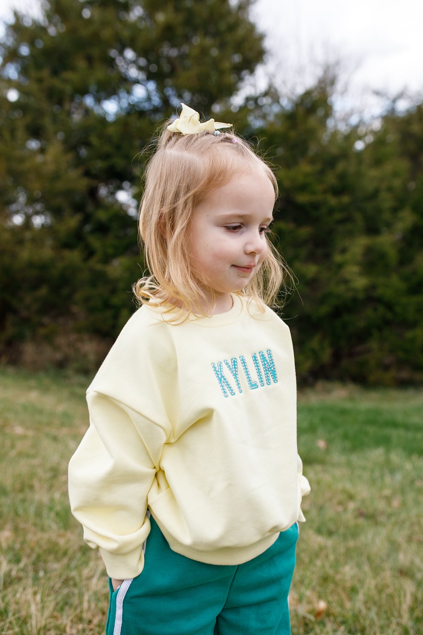 Custom Embroidered Crewneck Sweatshirt - Butter Yellow