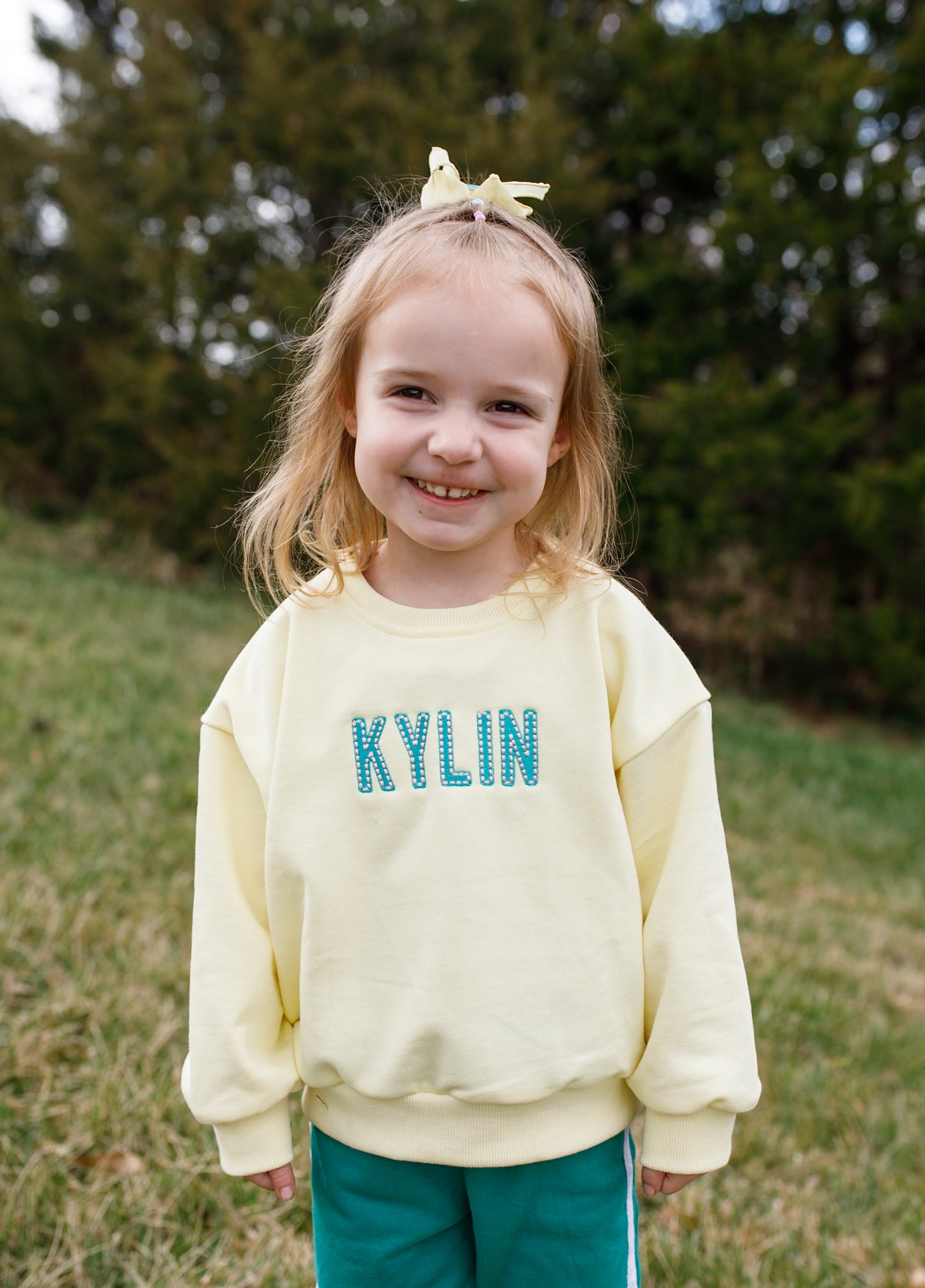 Custom Embroidered Crewneck Sweatshirt - Butter Yellow