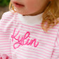 Pink Striped Mock Neck Shorts Set - Optional Custom Embroidery