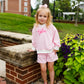 Pink Striped Mock Neck Shorts Set - Optional Custom Embroidery