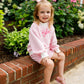 Pink Striped Mock Neck Shorts Set - Optional Custom Embroidery
