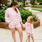 Women's Pink Striped Mock Neck Shorts Set - Mommy & Me Matching