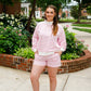 Women's Pink Striped Mock Neck Shorts Set - Mommy & Me Matching
