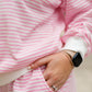 Women's Pink Striped Mock Neck Shorts Set - Mommy & Me Matching
