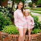 Women's Pink Striped Mock Neck Shorts Set - Mommy & Me Matching