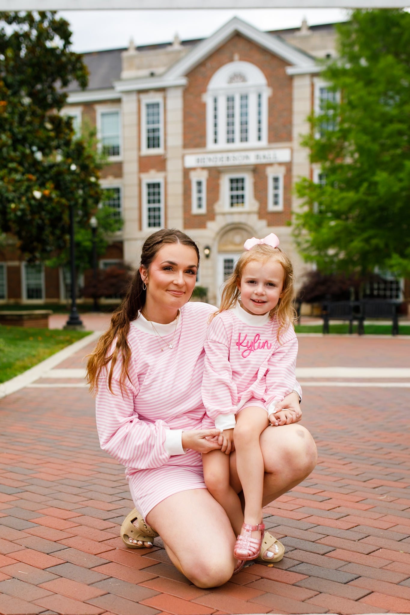 Women's Pink Striped Mock Neck Shorts Set - Mommy & Me Matching