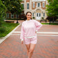 Women's Pink Striped Mock Neck Shorts Set - Mommy & Me Matching