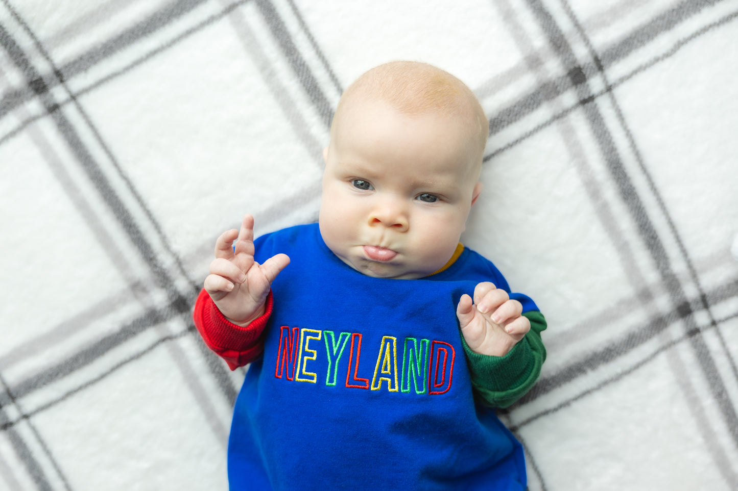 Custom Embroidered 90s Colorblock Crewneck Sweatshirt or Sweatshirt Romper