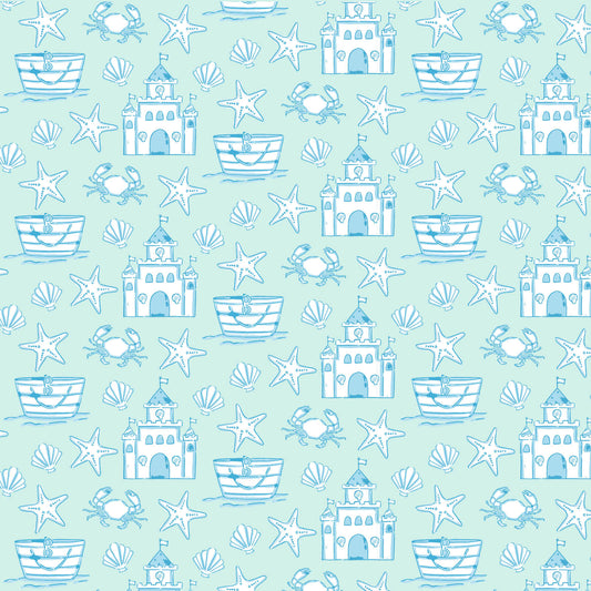 Charles Boys' Short Set - Sandcastles Blue