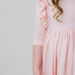 Petal Pink 3/4 Sleeve Ruffle Twirl Dress