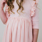 Petal Pink 3/4 Sleeve Ruffle Twirl Dress