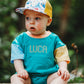 Custom Embroidered Colorblock T-Shirt Romper - Green