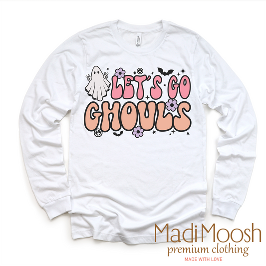 Let's Go Ghouls Halloween Tee - Long Sleeve White Shirt