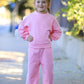 Girls Bow Trim Sweatshirt and Pants Set