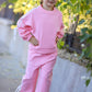 Girls Bow Trim Sweatshirt and Pants Set