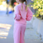Girls Bow Trim Sweatshirt and Pants Set