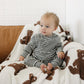 Charcoal Stripe Ribbed Hooded Set