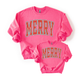Neon Pink MERRY Varsity Mama + Me Sweatshirt