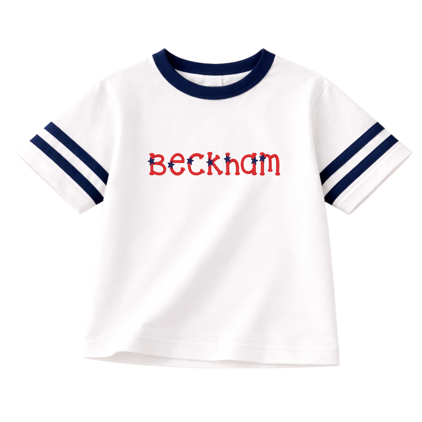 Custom Embroidered 4th of July Oversized Tee - Varsity Stripe