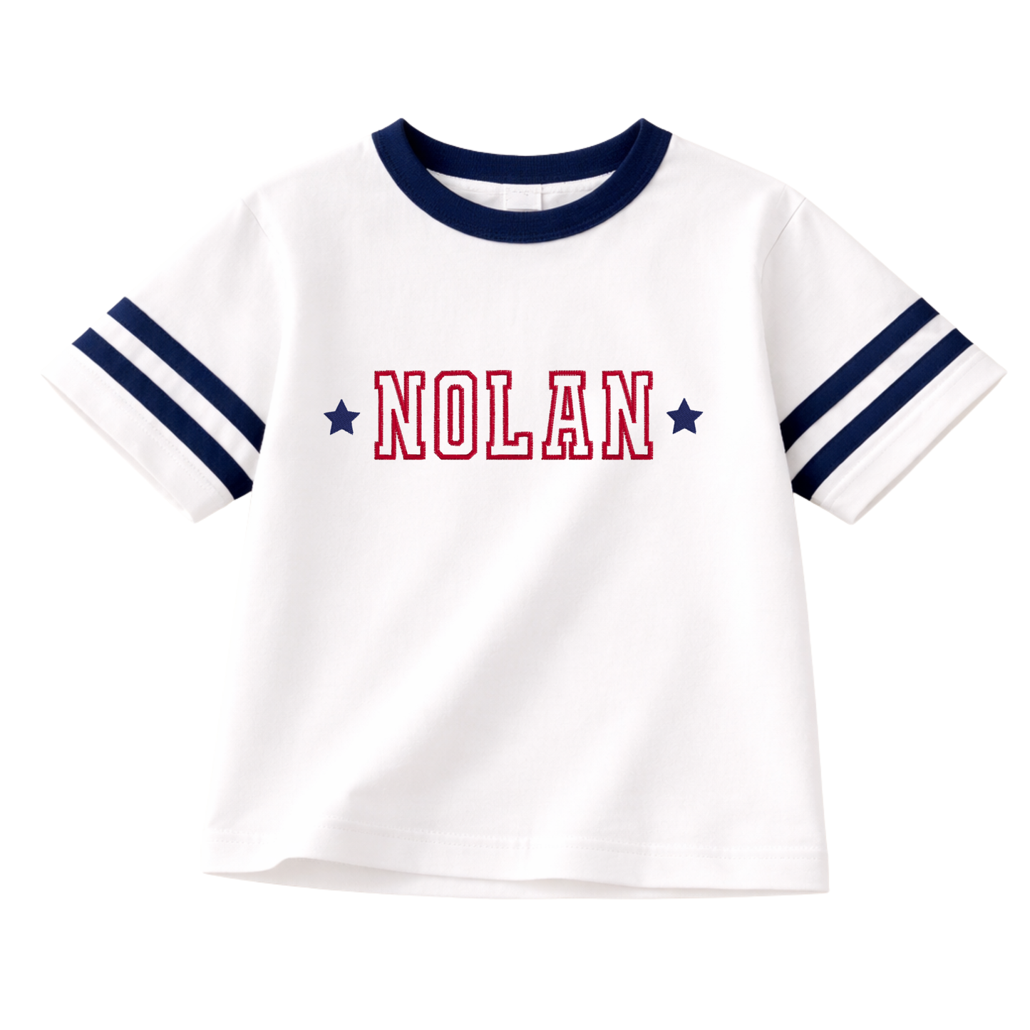 Custom Embroidered 4th of July Oversized Tee - Varsity Stripe
