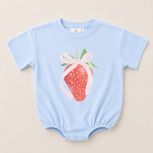 Coquette Strawberry Graphic Tee or Bubble Romper