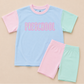 Back to School Girls Colorblock Tee & Bamboo Shorts Set - Grade Level