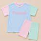 Back to School Girls Colorblock Tee & Bamboo Shorts Set - Grade Level