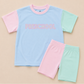 Back to School Girls Colorblock Tee & Bamboo Shorts Set - Grade Level