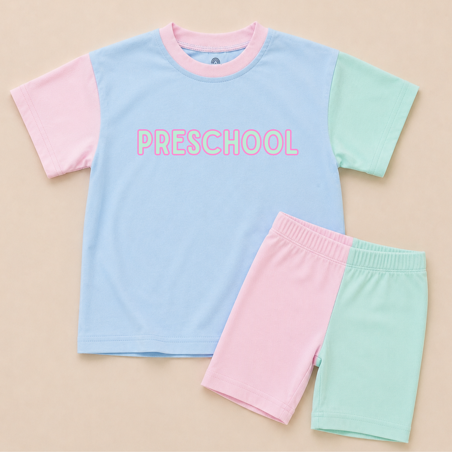 Back to School Girls Colorblock Tee & Bamboo Shorts Set - Grade Level