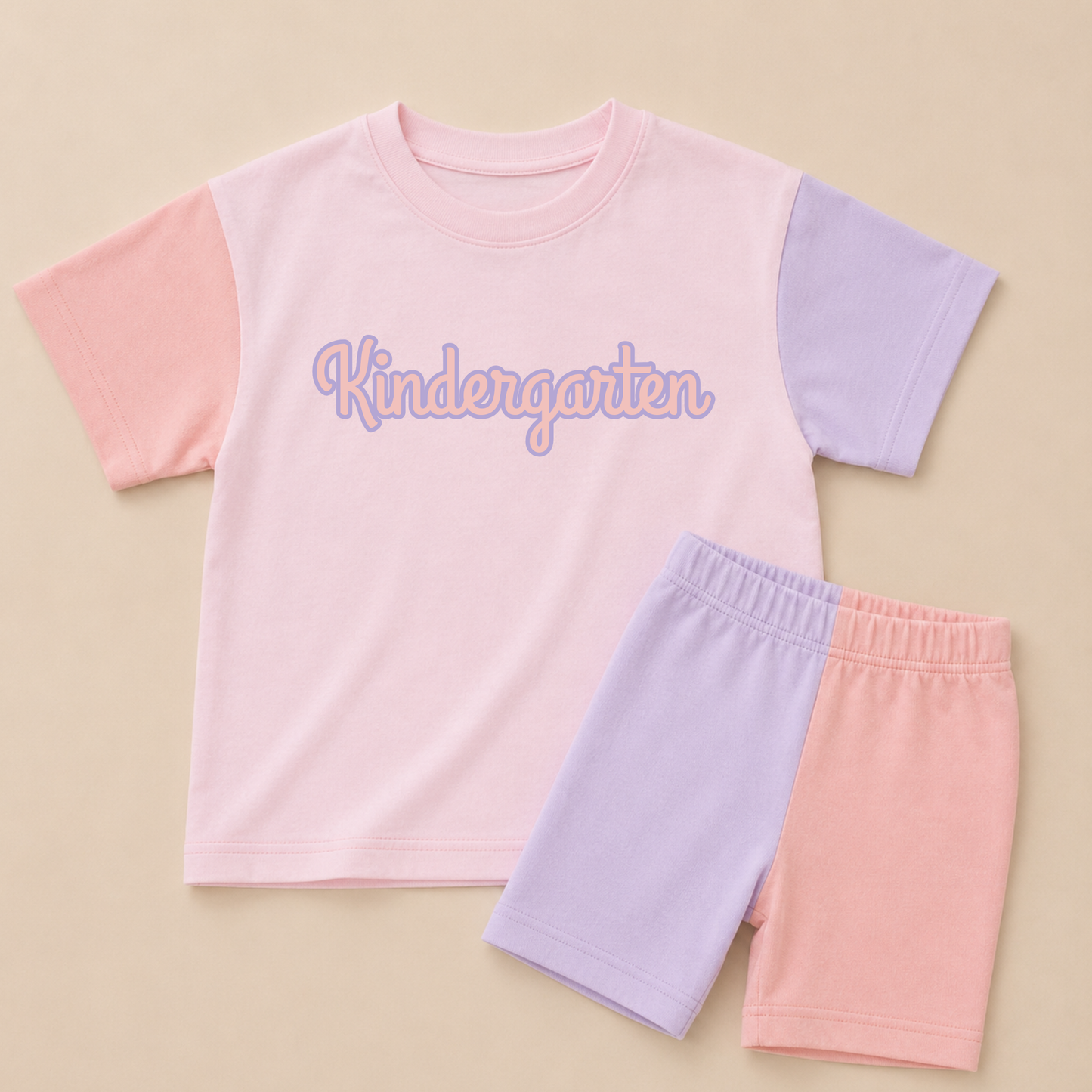 Back to School Pink Colorblock Tee & Bike Shorts Set - Grade Level