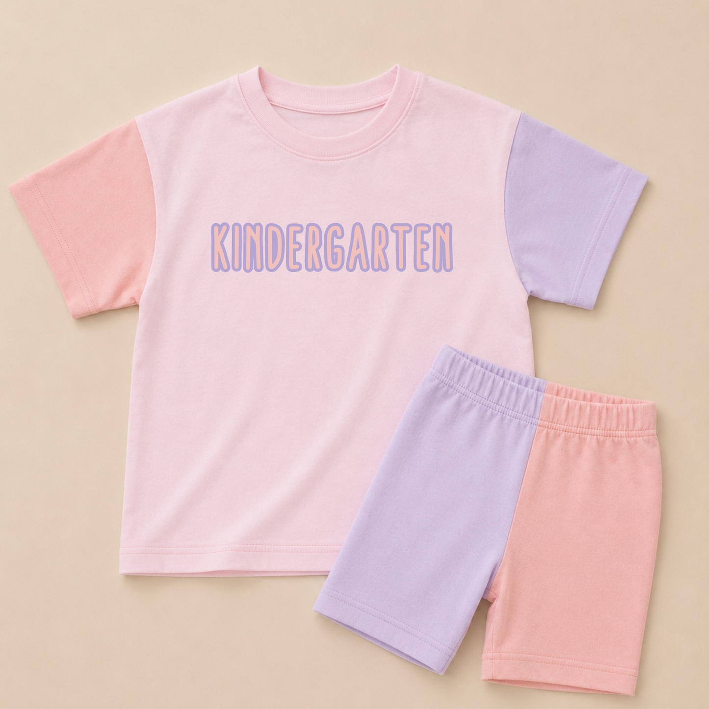 Back to School Pink Colorblock Tee & Bike Shorts Set - Grade Level