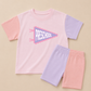 Back to School Pink Colorblock Tee & Bike Shorts Set - Grade Level Pennant