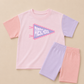 Back to School Pink Colorblock Tee & Bike Shorts Set - Grade Level Pennant