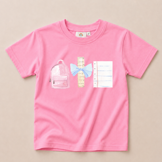 Back to School Bow Trio Oversized Tee or T-Shirt Romper - more colors