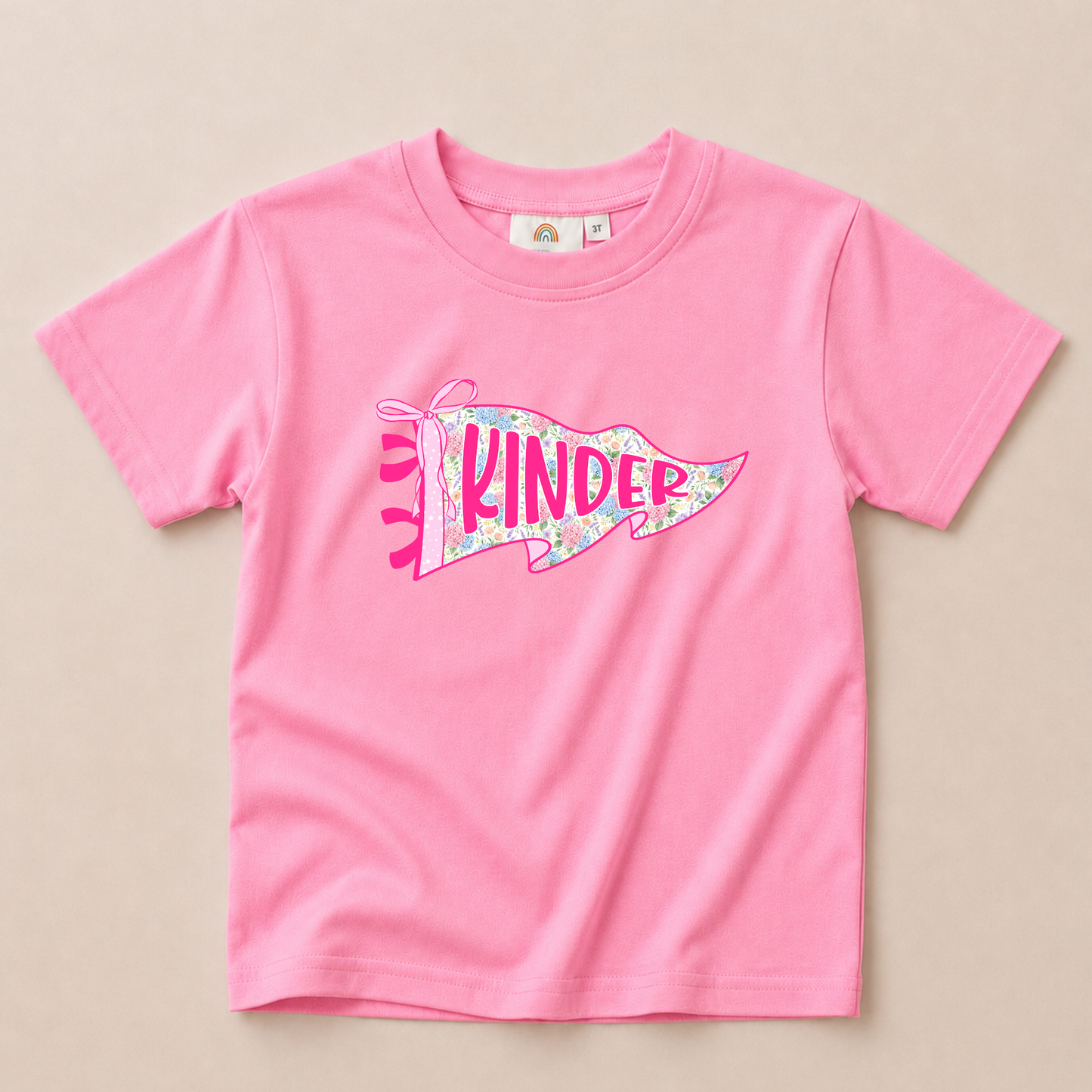 Floral Grade Level Pennant Oversized Tee - Pink or Purple
