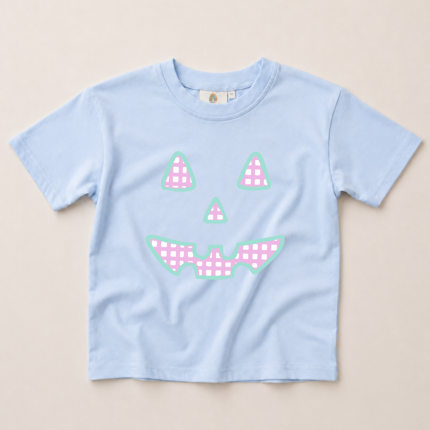 Pastel Gingham Jack-o-Lantern Crewneck Sweatshirt or Romper