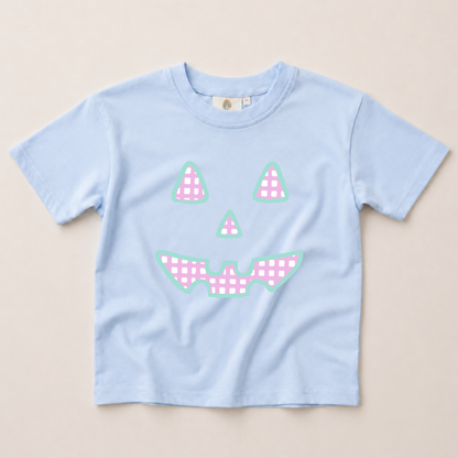 Pastel Gingham Jack-o-Lantern Tee or Bubble Romper