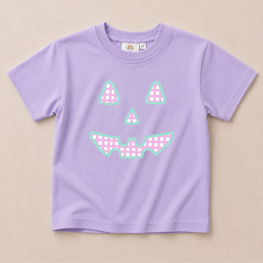 Pastel Gingham Jack-o-Lantern Tee or Bubble Romper
