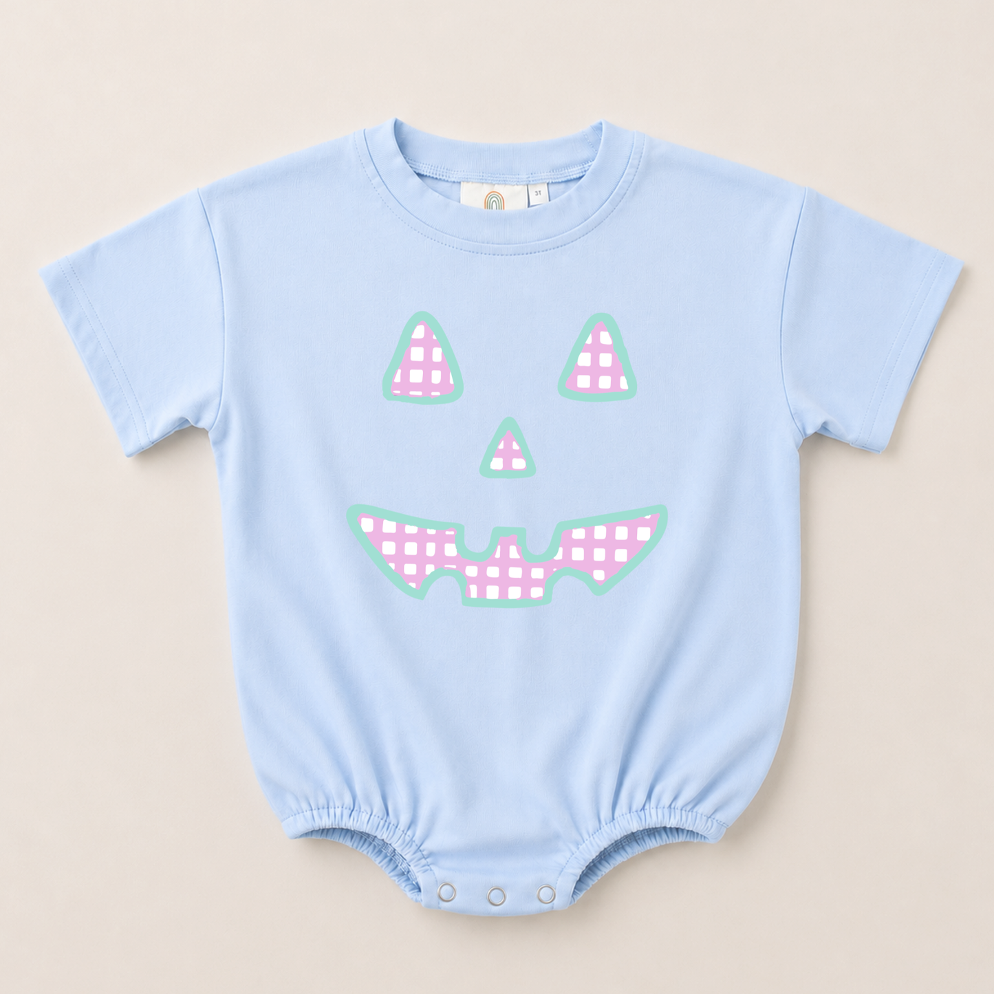 Pastel Gingham Jack-o-Lantern Crewneck Sweatshirt or Romper