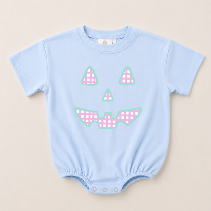 Pastel Gingham Jack-o-Lantern Tee or Bubble Romper