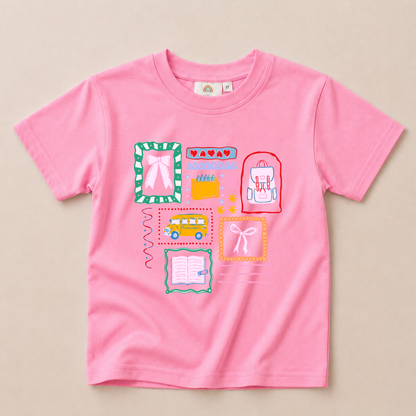Back to School Graphic Tee & Biker Shorts Set – Pink or Purple
