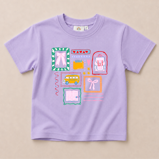 Back to School Graphic Tee & Biker Shorts Set – Pink or Purple