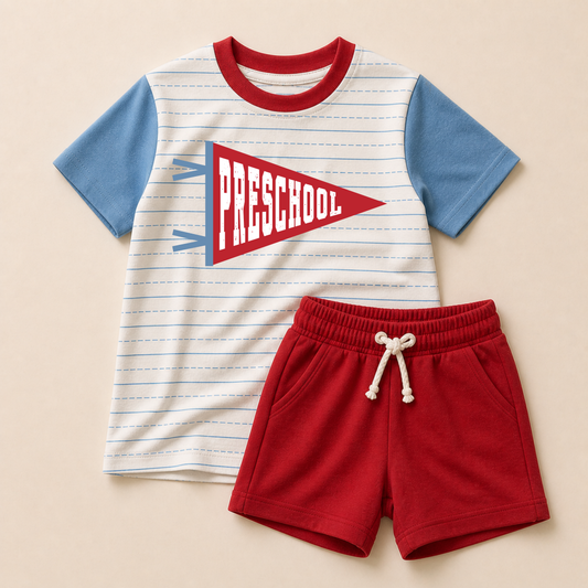 Back to School Pennant Tee or Shorts Set – Grade Level